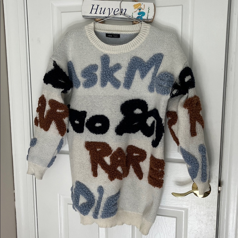 Shein Cream Knit Sweater Dress View 2